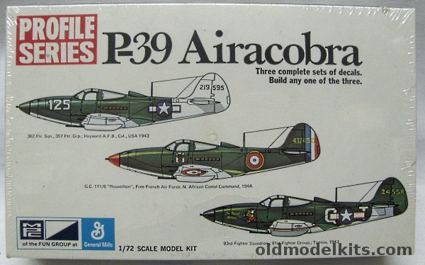 MPC 1/72 Bell P-39 Airacobra Profile Series- 362 Fighter Sq Hayward AFB Calif. 1943 / GC111/6 Free French Air Force N. Africa / 93rd FW 81st FG Tunisia 1953, 2-1117-100 plastic model kit